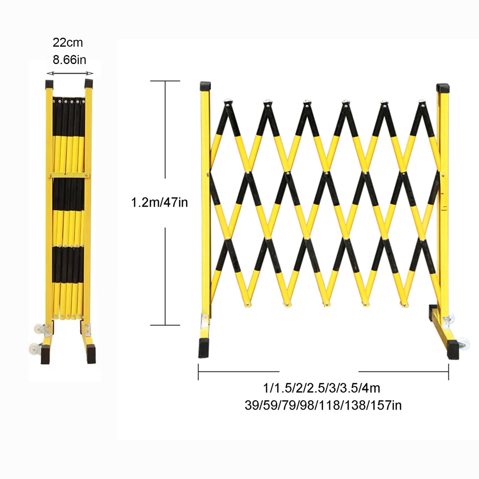 Barrière de sécurité rétractable et Portable - Clôture routière Pliable sur Roues pour Une sécurité et Une Protection accrues des chemins, écoles, fermes et événements