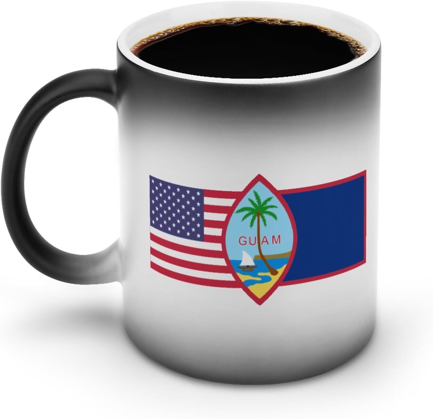グアムの国旗とアメリカの国旗 色が変わるコーヒーマグ面白い魔法のマグ感熱ティーカップユニークなギフト