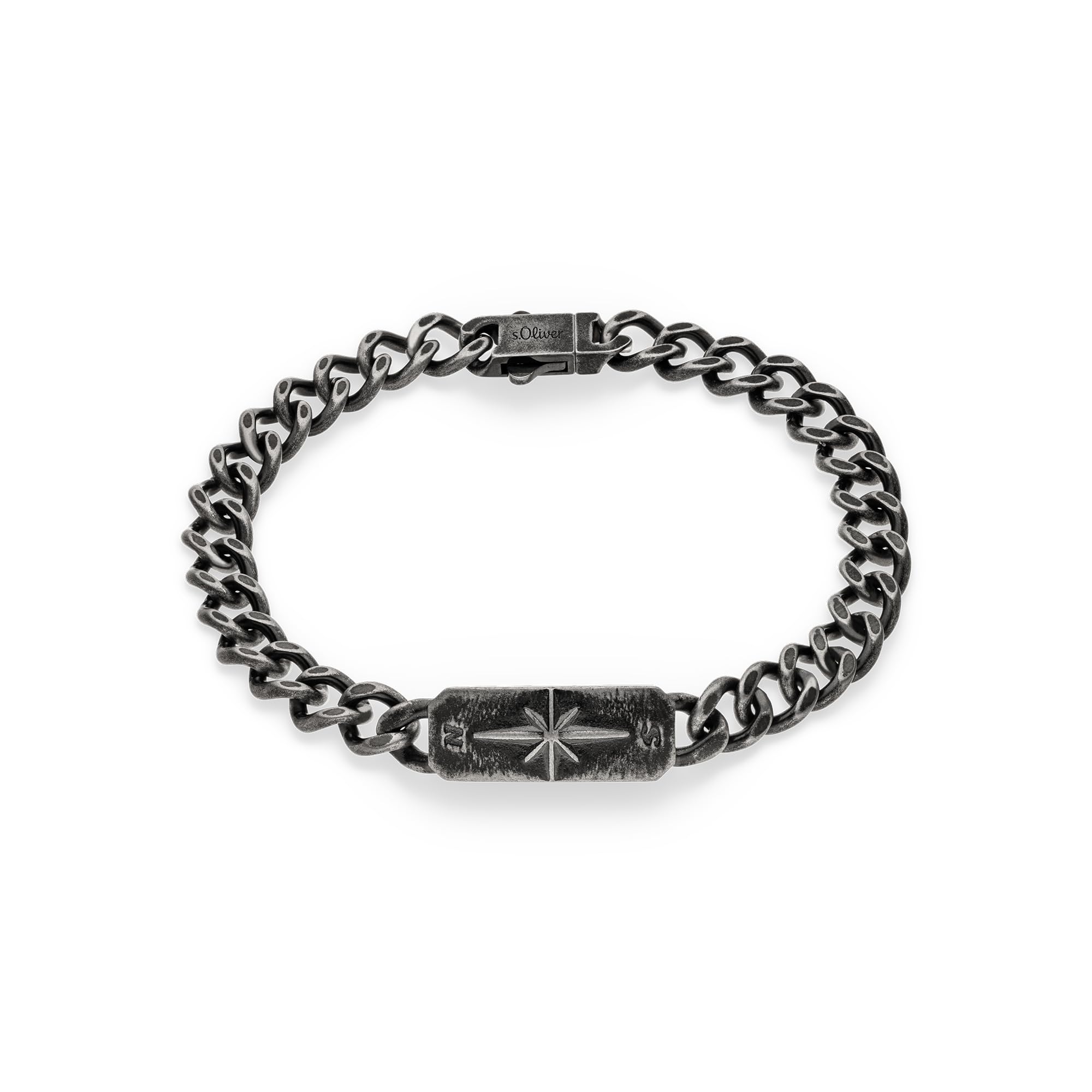 s.Oliver Herren Bracelet - Armband aus mattiertem Edelstahl - IP Gun - Gliederkette 22 cm - wasserfest & hautfreundlich