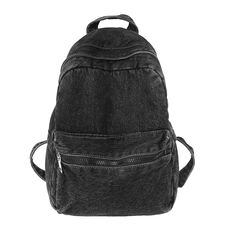 Zaino in denim alla moda Borsa da scuola per adolescenti Zaino leggero per laptop vintage Tasche multiple di capacità per viaggi all'aperto