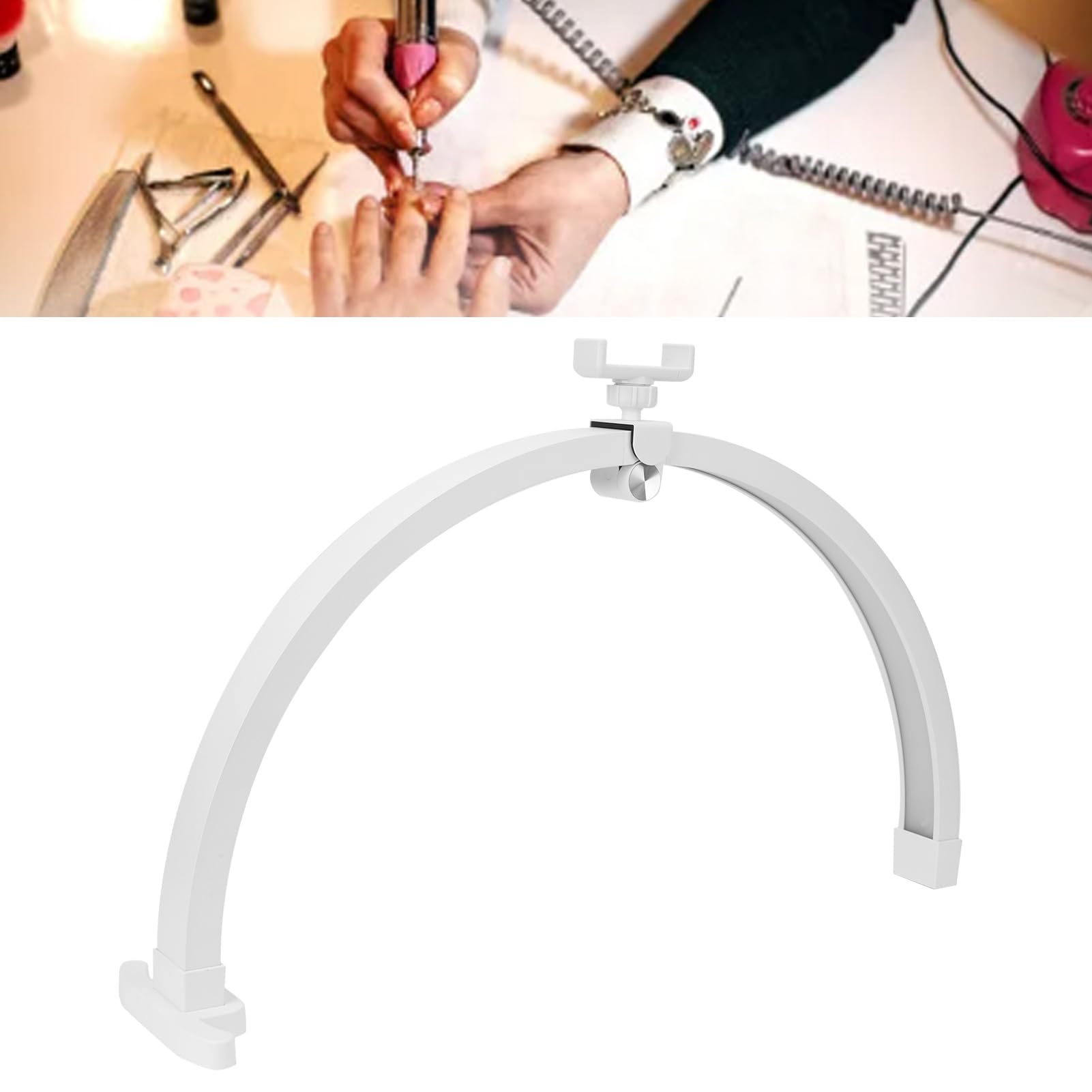 Akozon 20-Zoll-Nagel-Schreibtischlampe, 20 W, Touch-Steuerung, Maniküre, Tattoo, Schreibtisch, Beauty-Licht, Tischlampe, 3200–5600 K, Weiß, ABS, Aluminium