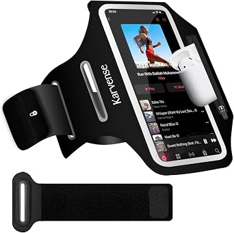 سوار للجري، سوار للجري لهاتف iPhone 14 Pro Max/13 Pro Max/12 Pro Max، Samsung Galaxy S23+/Ultra، حامل سوار للهاتف المحمول مع حزام قابل للتعديل وجيب بسحاب أسود-L