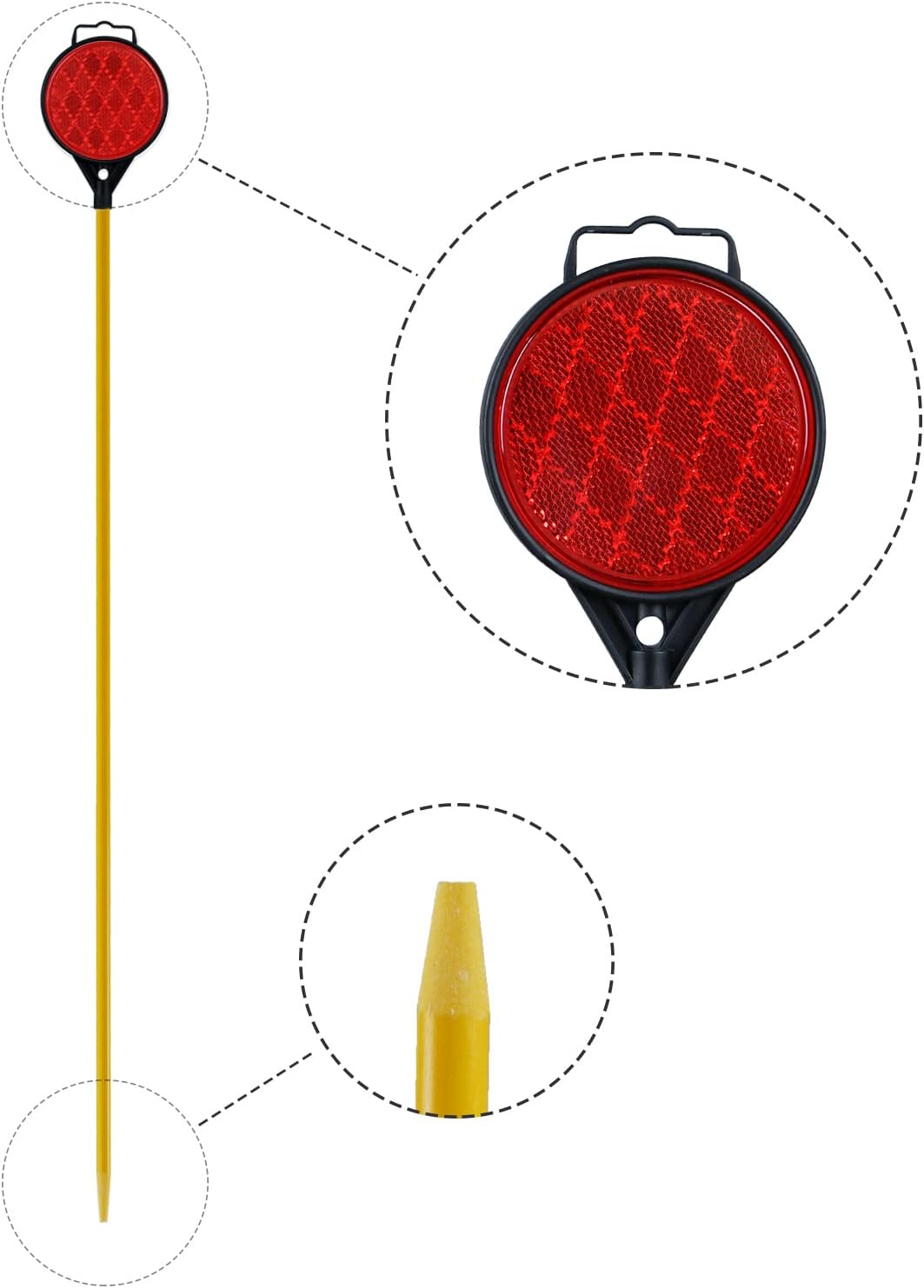 Orange Driveway Reflectors, Reflective Driveway Markers, 2-Way reflector,Snow Markers for Driveway 43 Inch Fiberglass Rod(Pack of 8) - Image 4