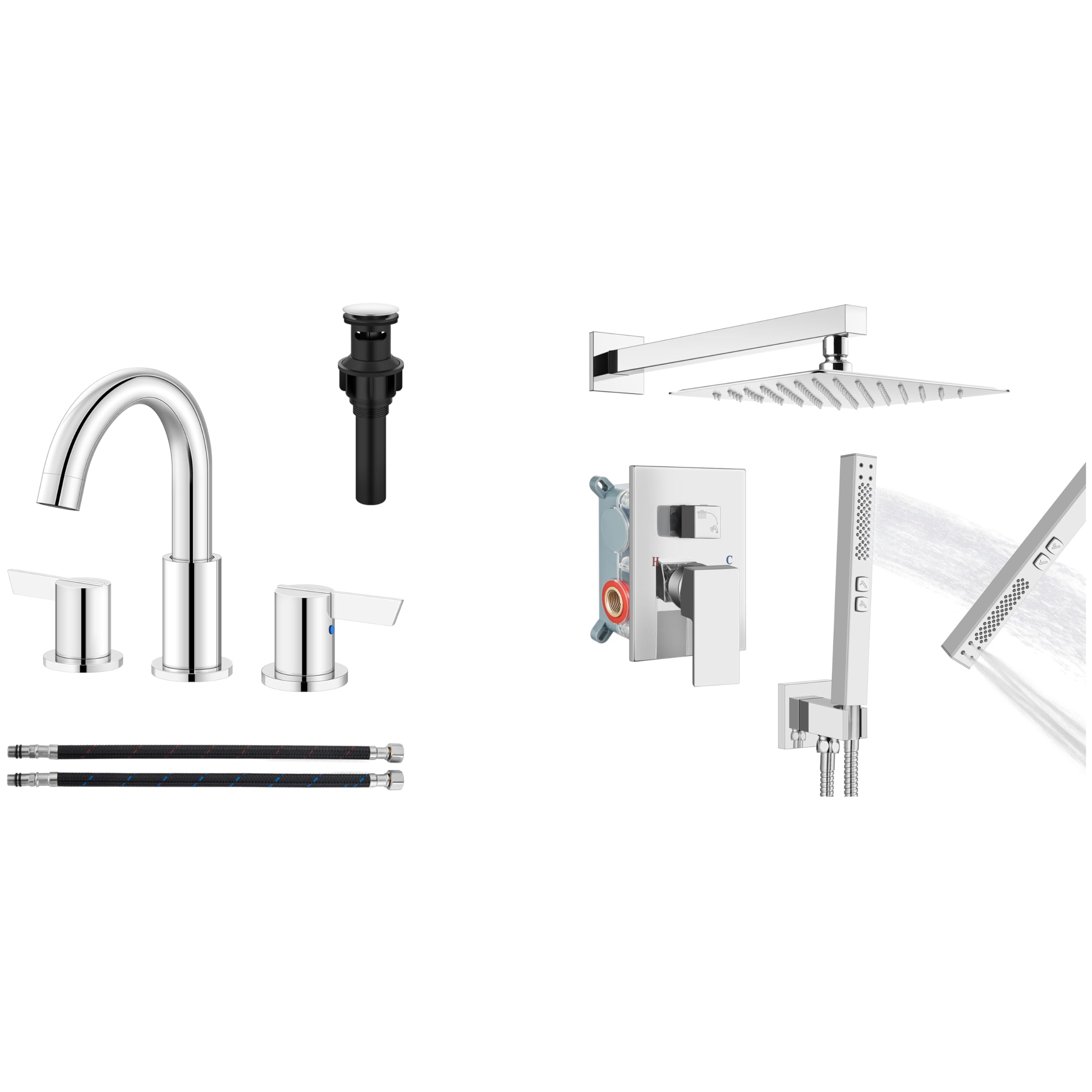 Hcfyauis Bathroom Sink Faucet Shower Faucet Set Rainfall Shower System
