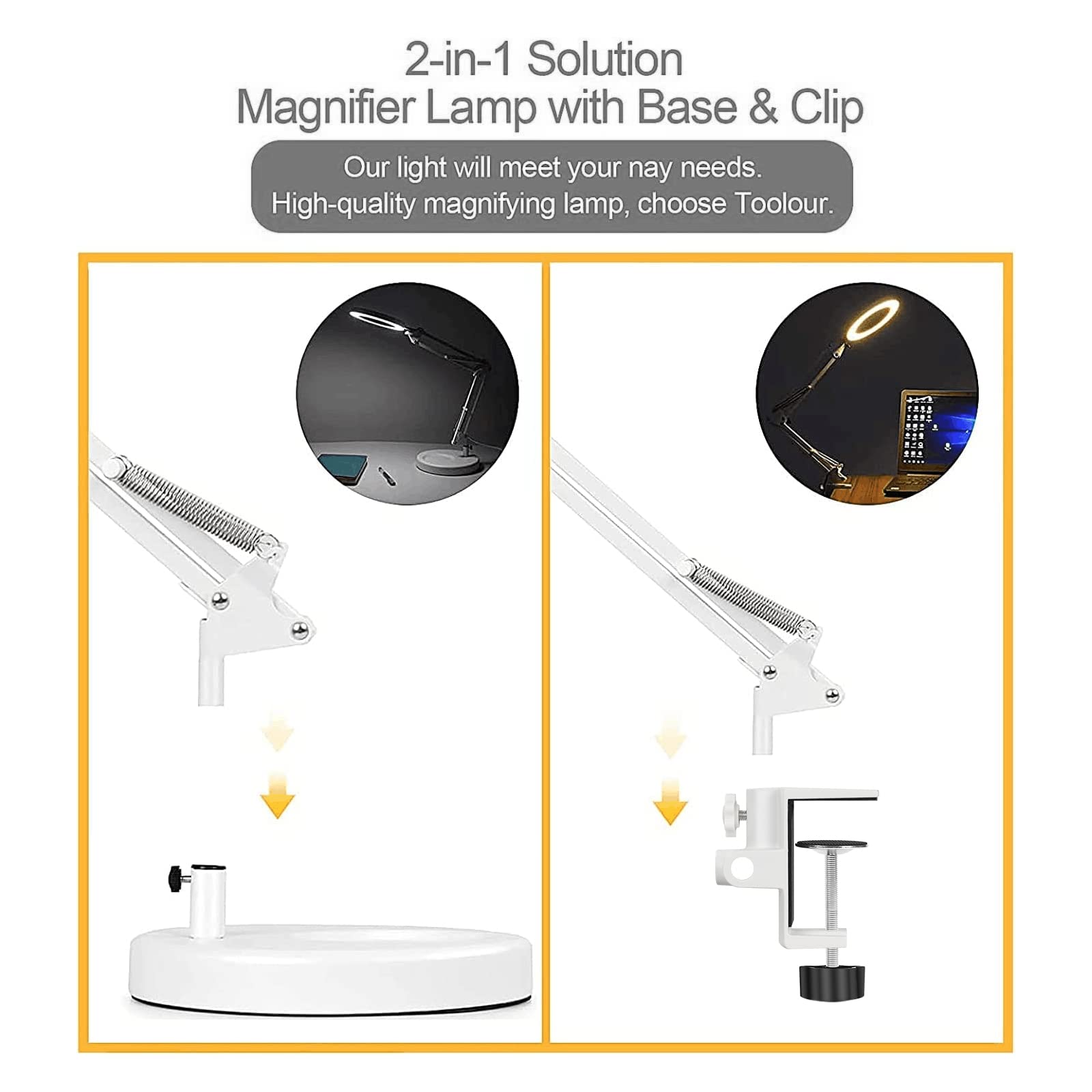 2-in-1 LED-vergrootlamp, vergrootglas met licht en standaard