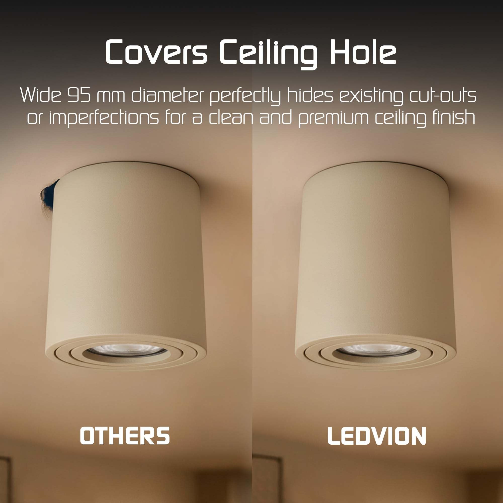 Ledvion 6er Set LED Aufbauspot Beige Rund 3W Warmweiss | mit Leuchtmittel geliefert; fuer Decke Flur Kueche und Wohnraum
