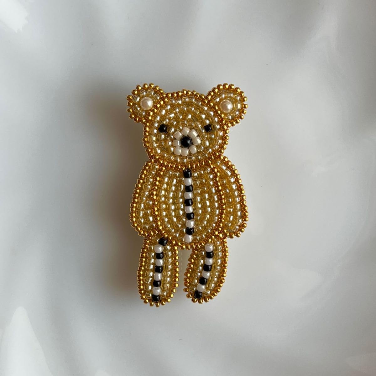 Amazon.co.jp: Teddy bear ブローチ ビーズ刺繍 テディーベア くま