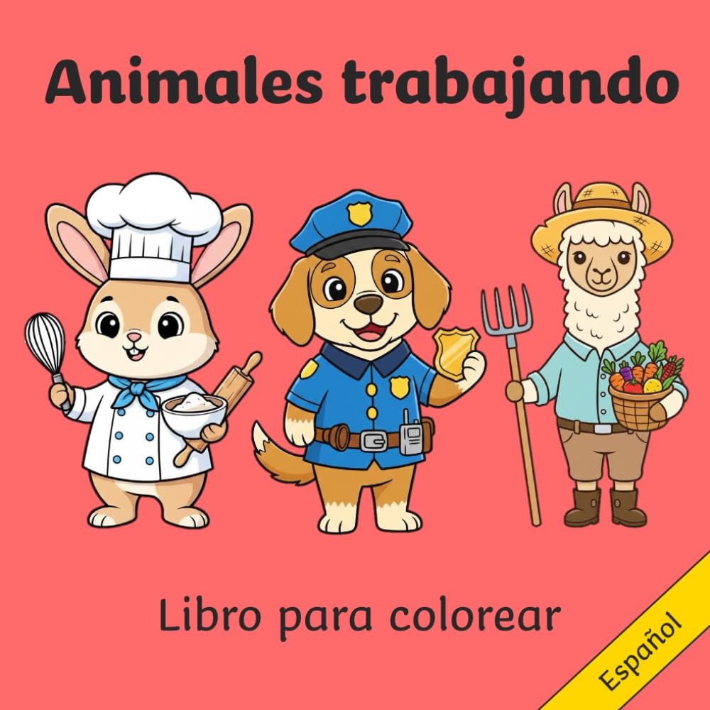 Animales trabajando - Libro para colorear: Español (Animals At Work Around The World)