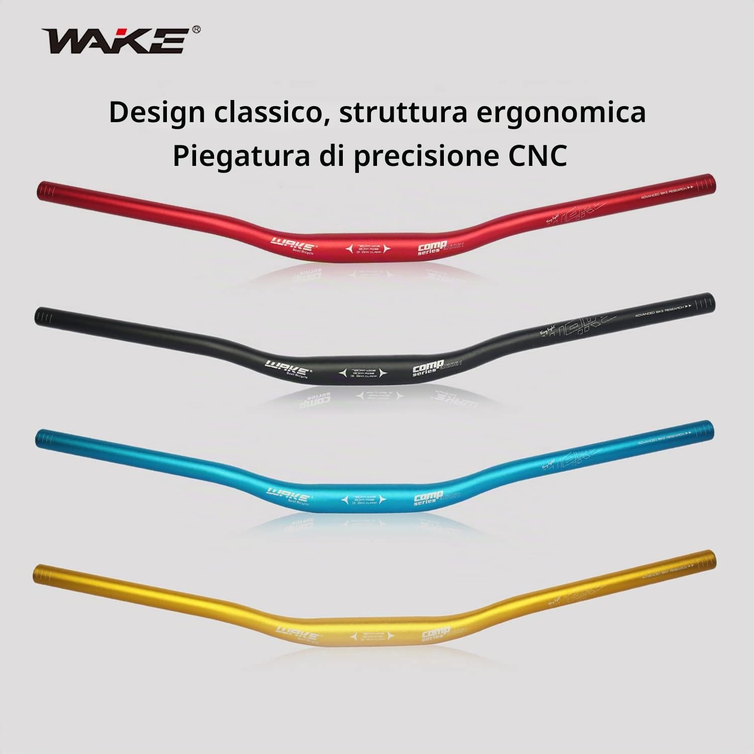 Wake Manubrio MTB Alluminio 31.8 Manubri Bici da Corsa 22mm Mountain Bike Riser Handlebar Bicicletta 720mm