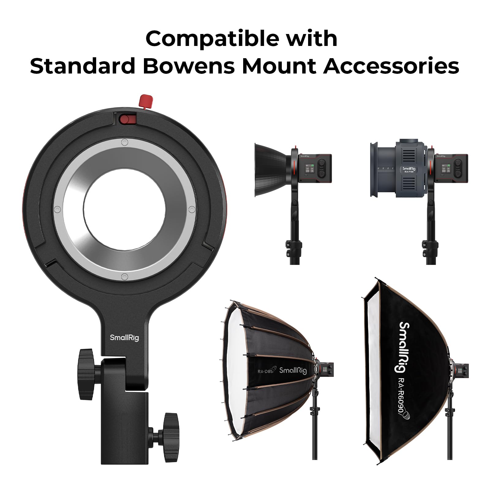 SMALLRIG Support Bowens, Adaptateur d'Anneau de Vitesse Softbox pour SMALLRIG RC 60B COB Lampe Vidéo, Compatible avec Les Accessoires Standard de Montage Bowens, 1,5 kg Capacité de Charge - 4476