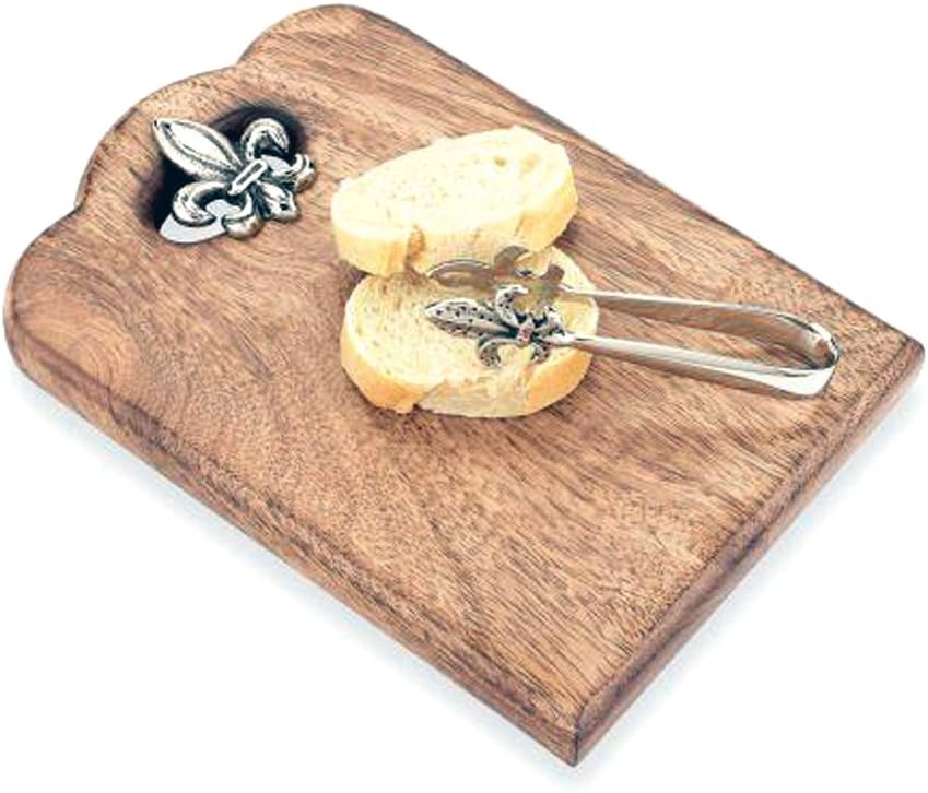 Mud Pie Fleur-de-lis Bar Board with Mini Tongs
