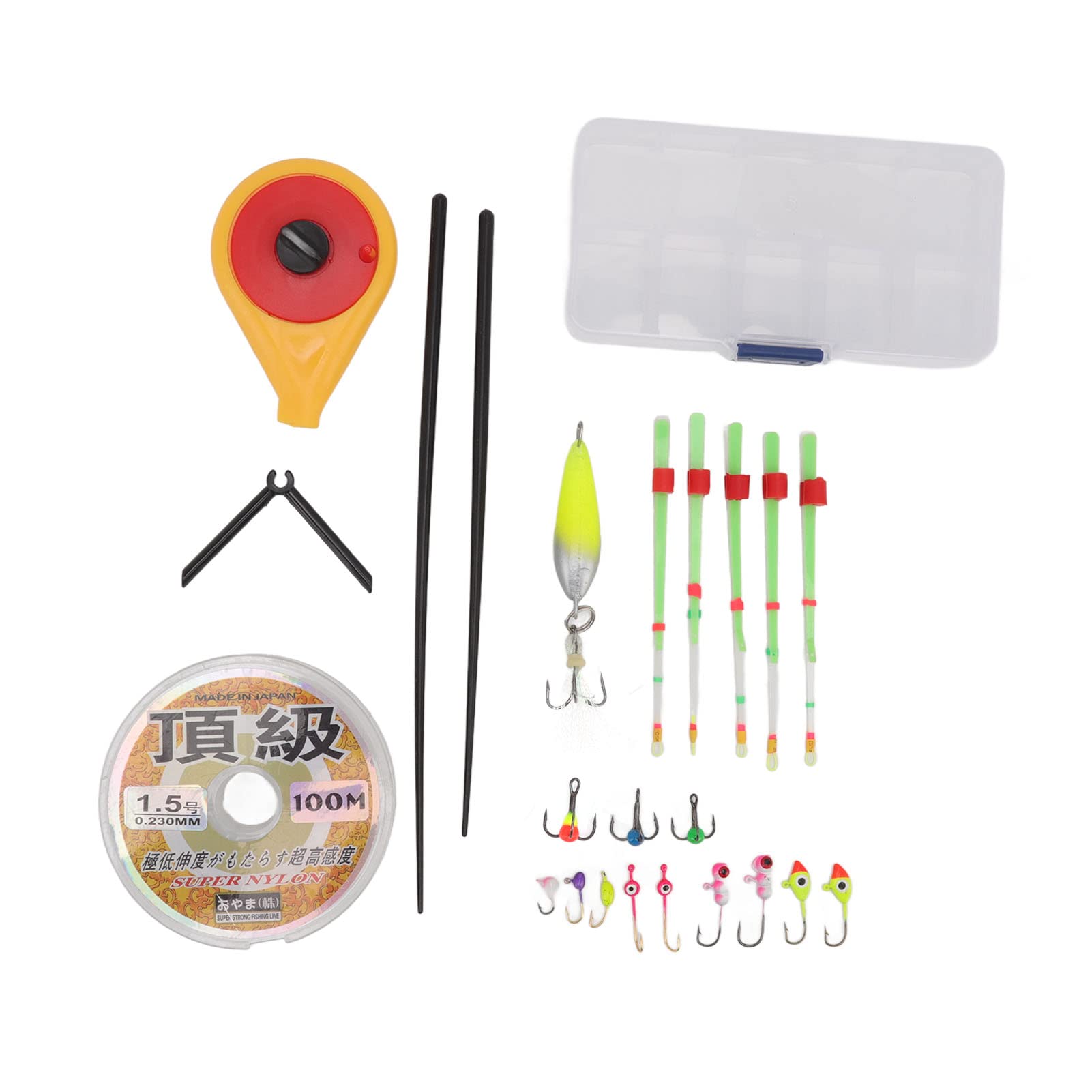 Ice Fishing Rod Kit, Ice Fishing Gear Ice Fishing Reel Equipment for Ocean Rocks Streams Ocean Boats Lakes Rivers, Ice Fishing Accessories (Yellow)