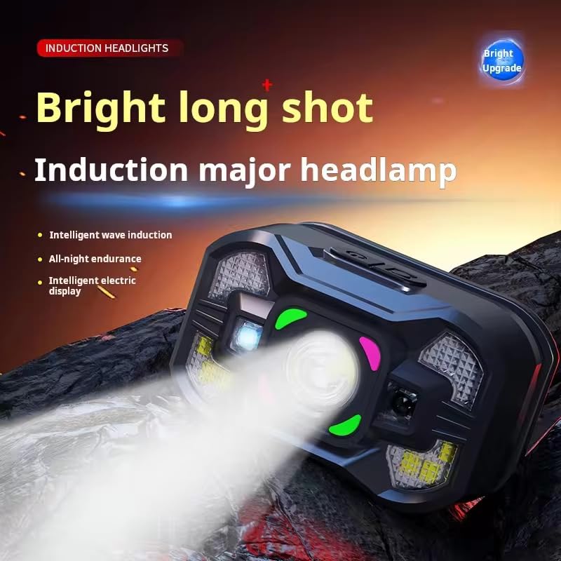 Image of GlowBase LED Headlamp with Wave Sensor, 45 Adjustable, Rechargeable, for Camping, Hiking, Cycling