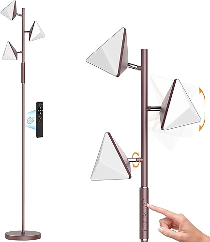 Miniatura 12 de Lámpara de pie LED de árbol, lámpara de pie alta regulable de 36 W con control remoto y táctil, 2700K-6500K 4 temperaturas de color, 3 luces LED