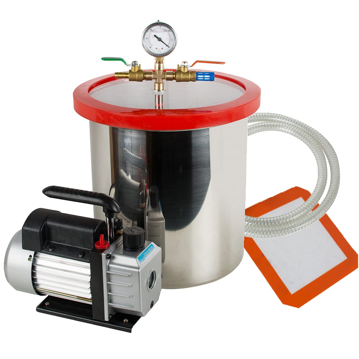 Buy 5 Gallon Vacuum Chamber with Pump, 3CFM 1 Stage Pump and Chamber