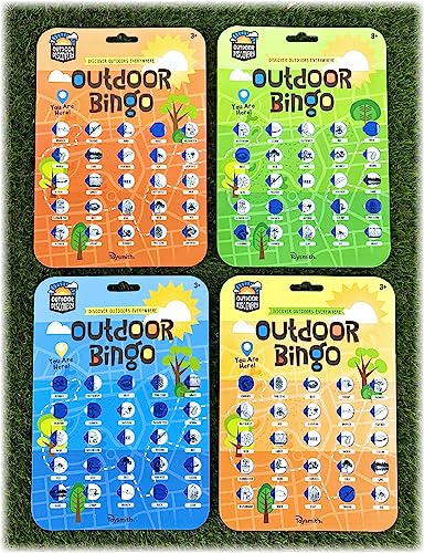 Matty's Toy Stop Toysmith Reusable Outdoor Bingo Cards (Yellow, Blue, Green & Orange) with Bonus Storage Bag - 4 Pack – Image 3