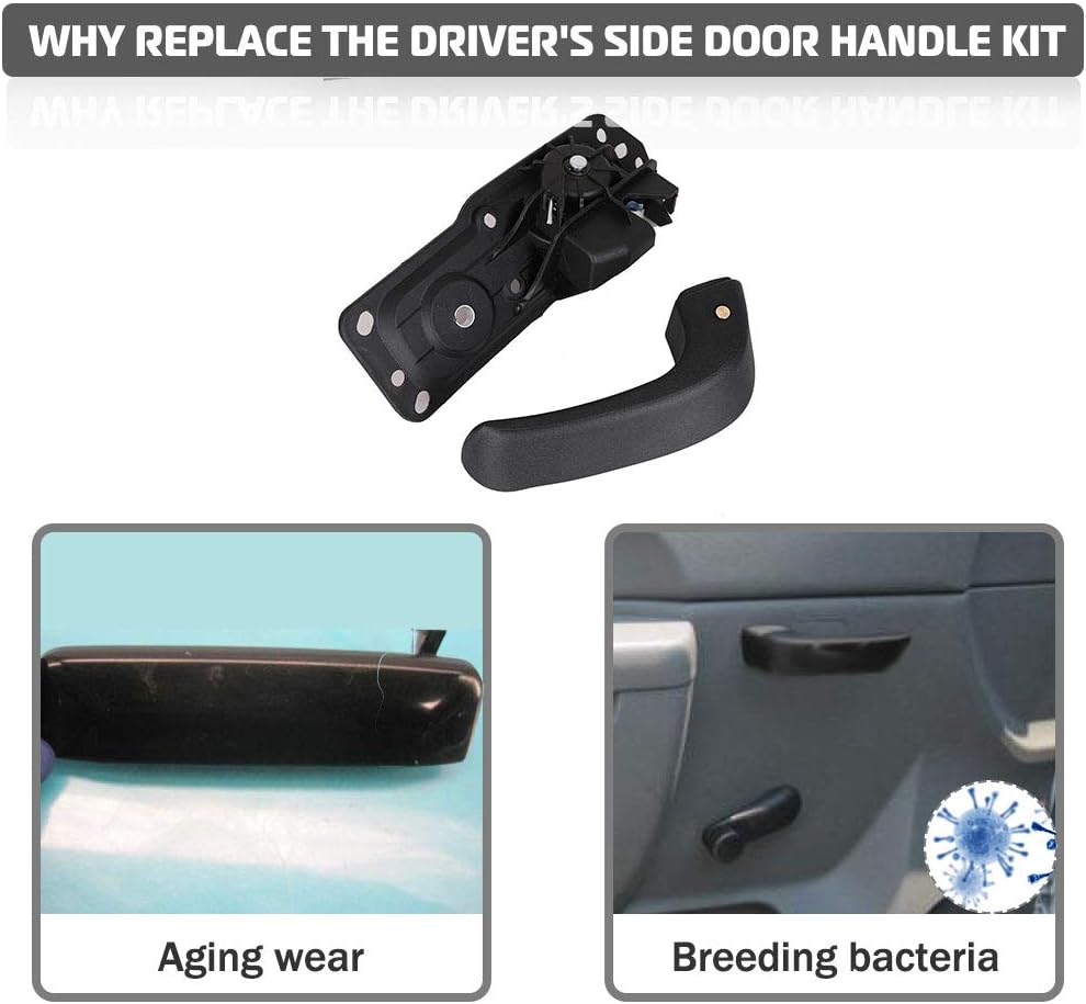 Interior Door Handle Repair Kit Front Left Driver Side Inside Door Handle for 2007 2008 2009 10 11 12 13 Silverado Sierra 2500/3500 Pickup Truck (EXC. SLT/LTZ) Replaces # 80374 20833606 20871488