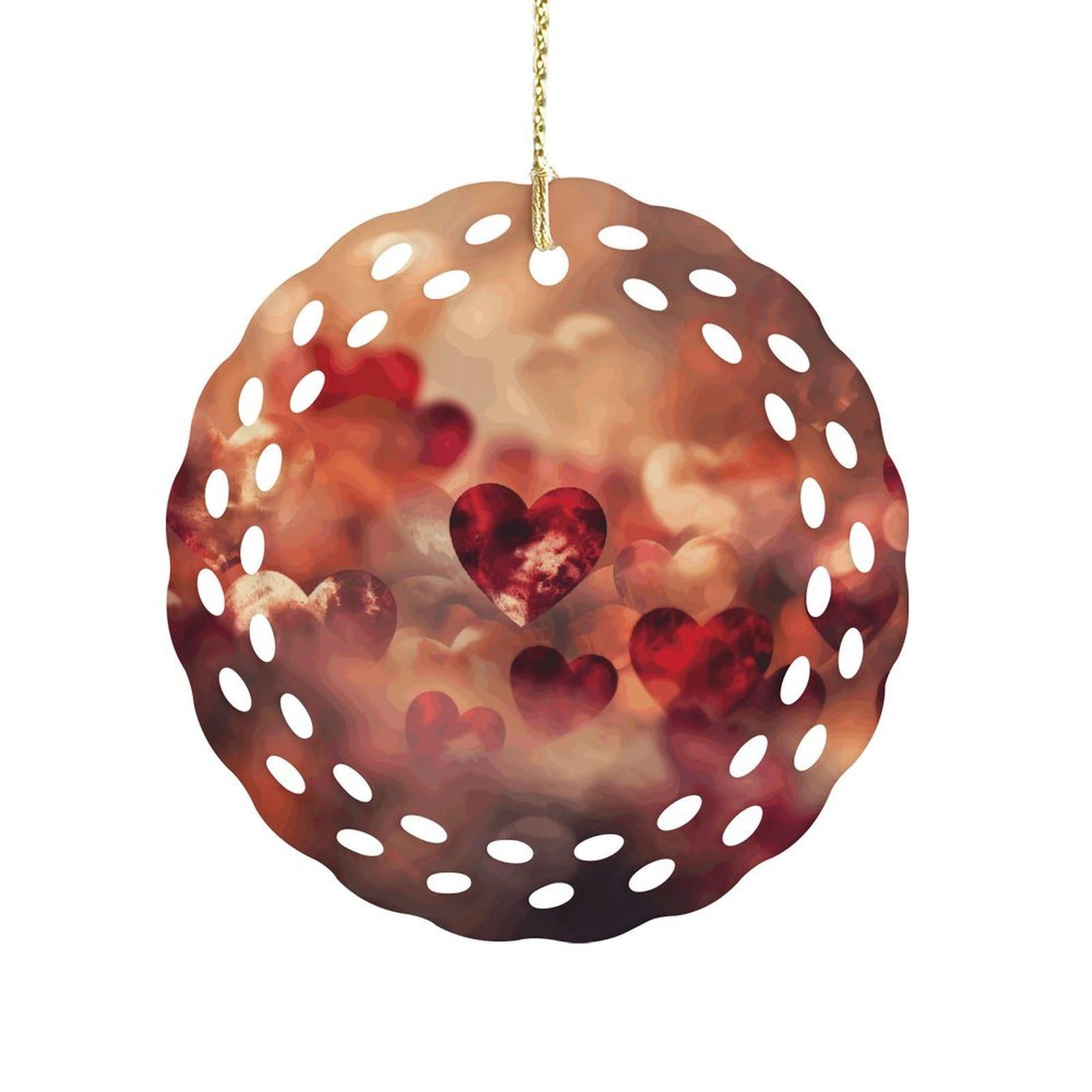 Btcowzrv Style Heart Display Ceramic Ornament,Round Ornaments With Hole Easy To Hang,Hanging Ornament For Wedding Party Home Window Garden Christmas Day Decor