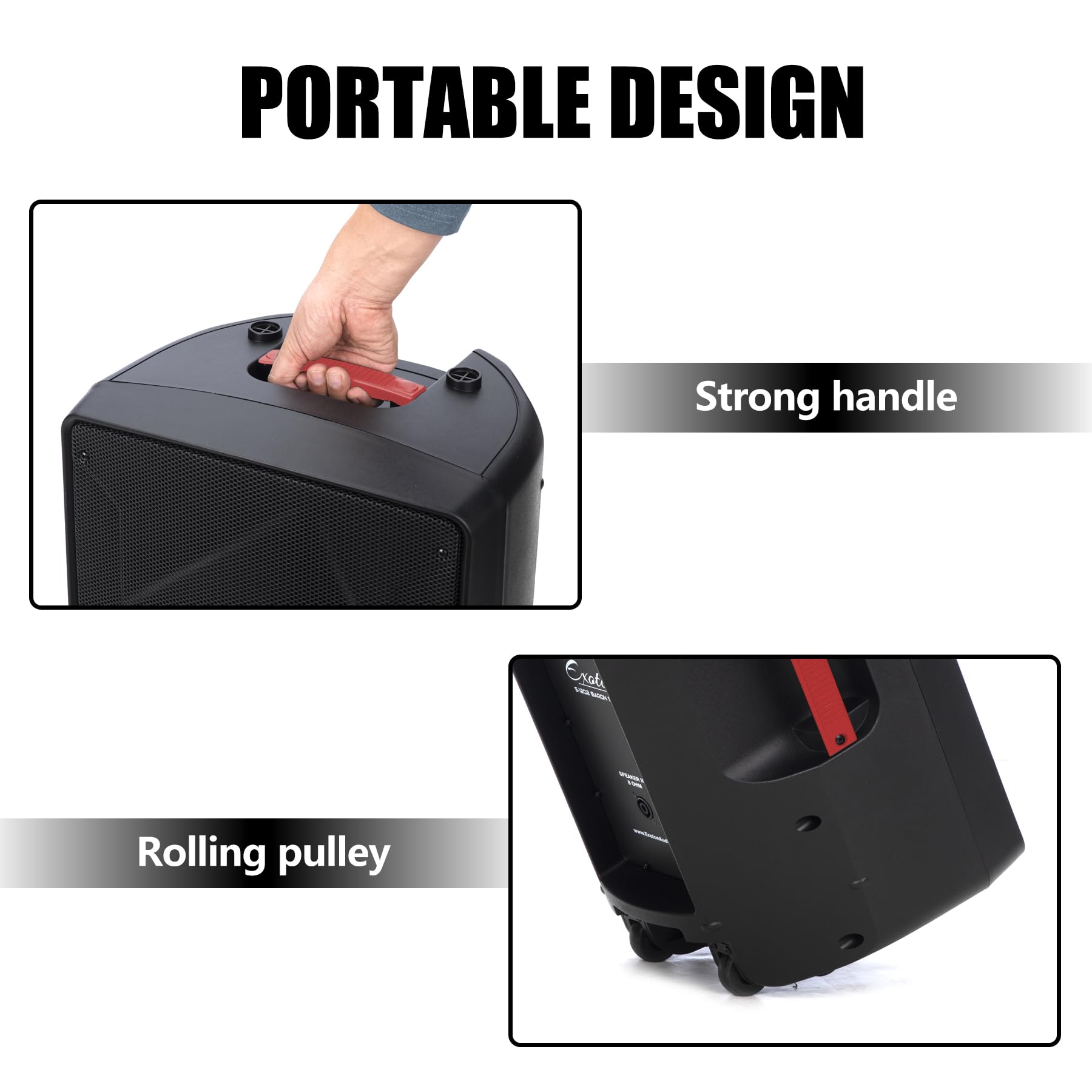 EXOTON S-1202 12inch 2000W Bluetooth PA System with Powered Mixer Set, Passive Speakers with 6 Channel Mixer/Stands/Mic/Effect Controller/ 48V Phantom Power,for Indoor&Outdoor