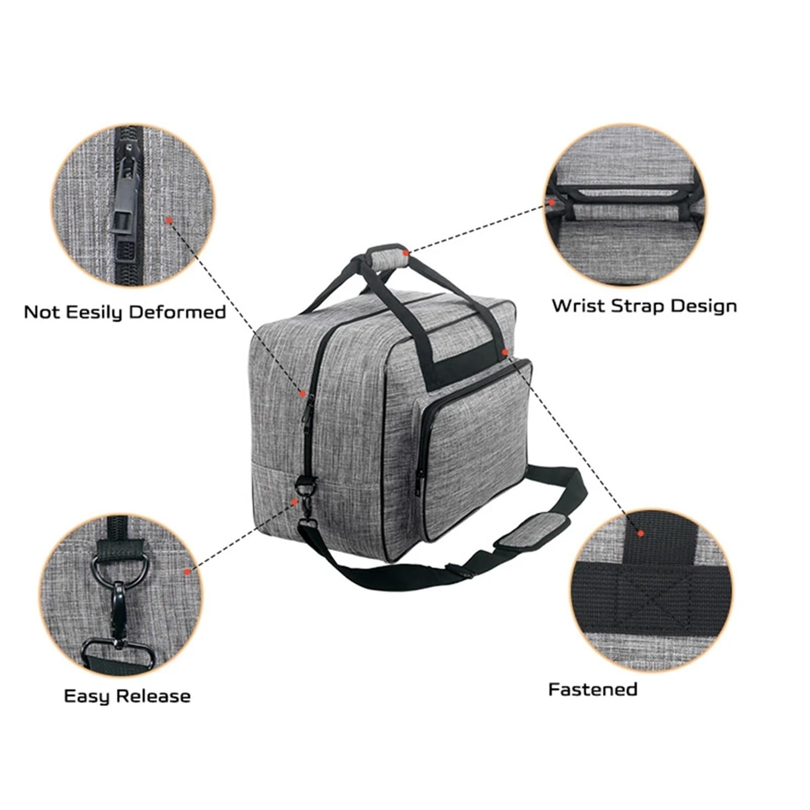 Bolsa de Transporte for máquina Coser portátil, Funda Protectora a Prueba Polvo con Bolsillos for Guardar Hilos(Black)