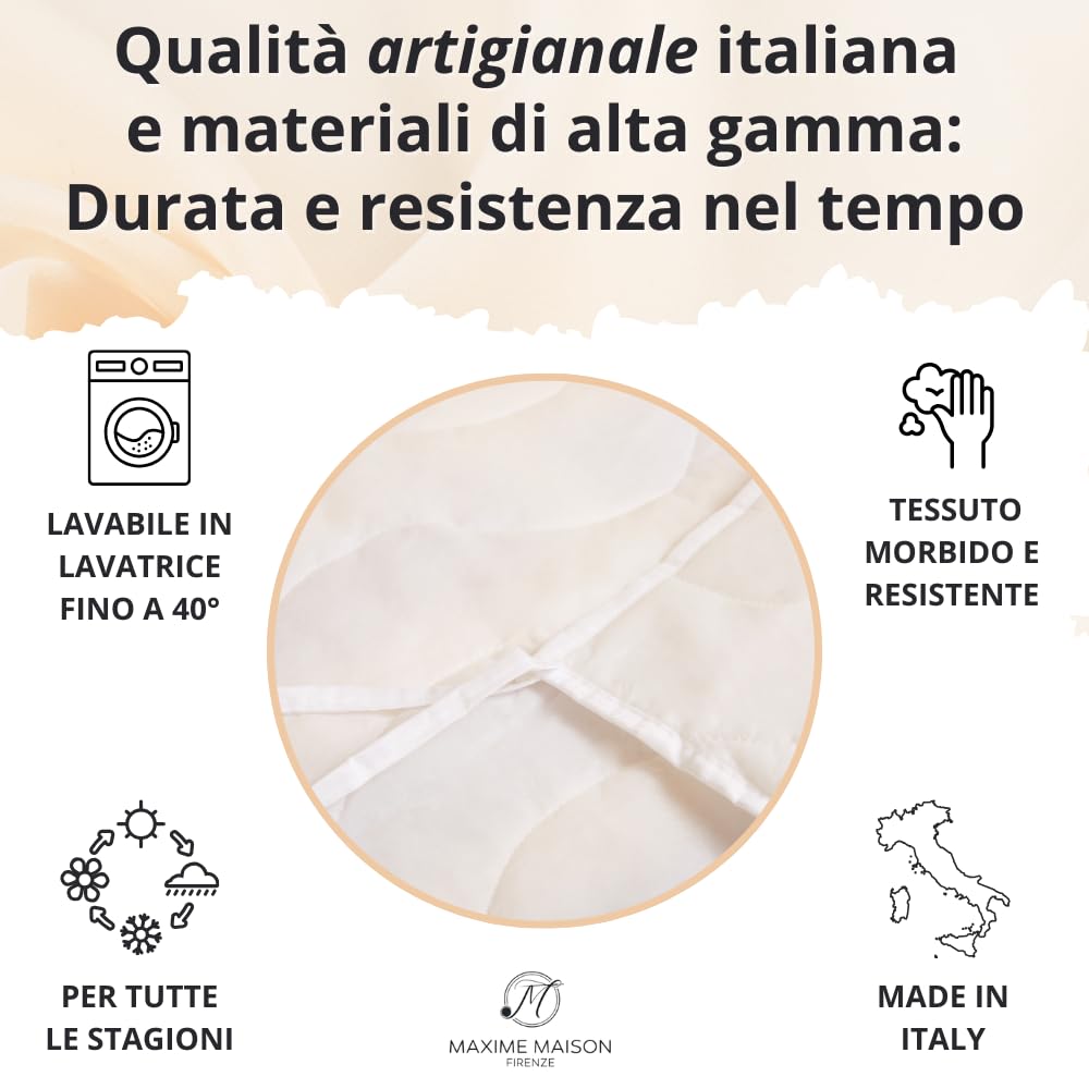 MAXIME MAISON - Coprirete Matrimoniale 160x190 Trapuntato con Imbottitura, Lacci agli Angoli, Copri Rete Letto Matrimoniale Anallergico e Antiacaro, Traspirante, Manifattura Made in Italy
