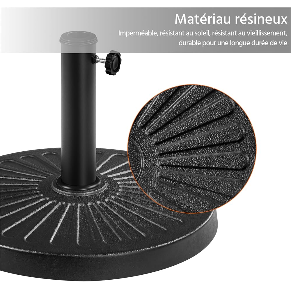 Yaheetech Pied de Parasol 12 kg Lestage pour Parasols en Résine et Fer pour Terrasse, Piscine, Patio, Jardin, Restaurant Bronze Φ46×33 cm