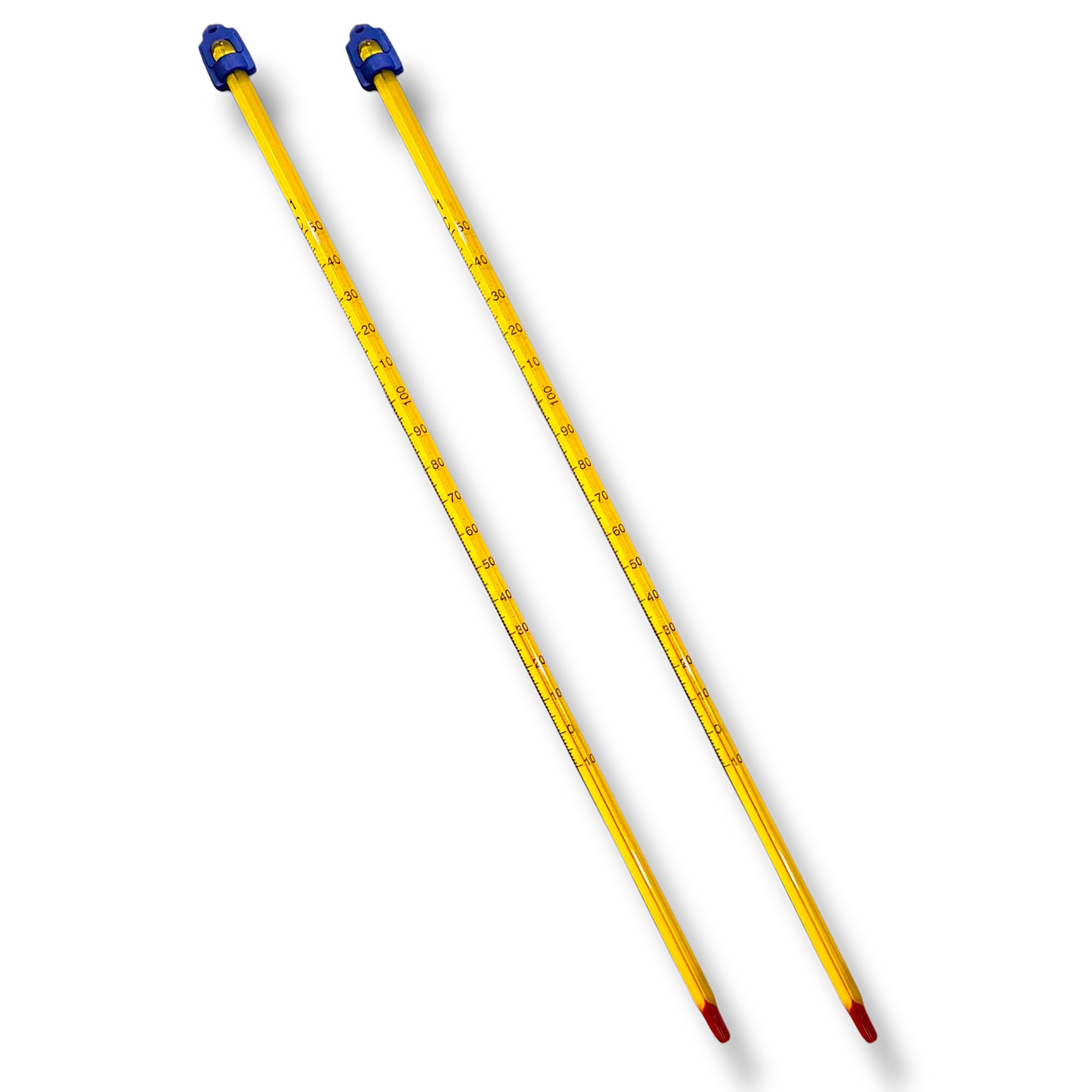 SKAN's Non-Mercury Precision Glass Thermometer | Laboratory & Industrial Use | Ranges from -10 to 150 degree celsius | 305mm or 12 inches Long | With Plastic case & Hanging Rubber eyelet | Pack of 2-image-1