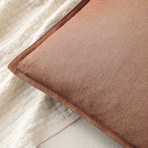 Image of MIULEE Decorative Linen Pillow Covers 20x20 Inch Rust Red Boho Farmhouse Neutral Couch Throw Pillows for Bed Pack of 2 Accent Modern Pillowcase Sofa Livingroom Home Decor