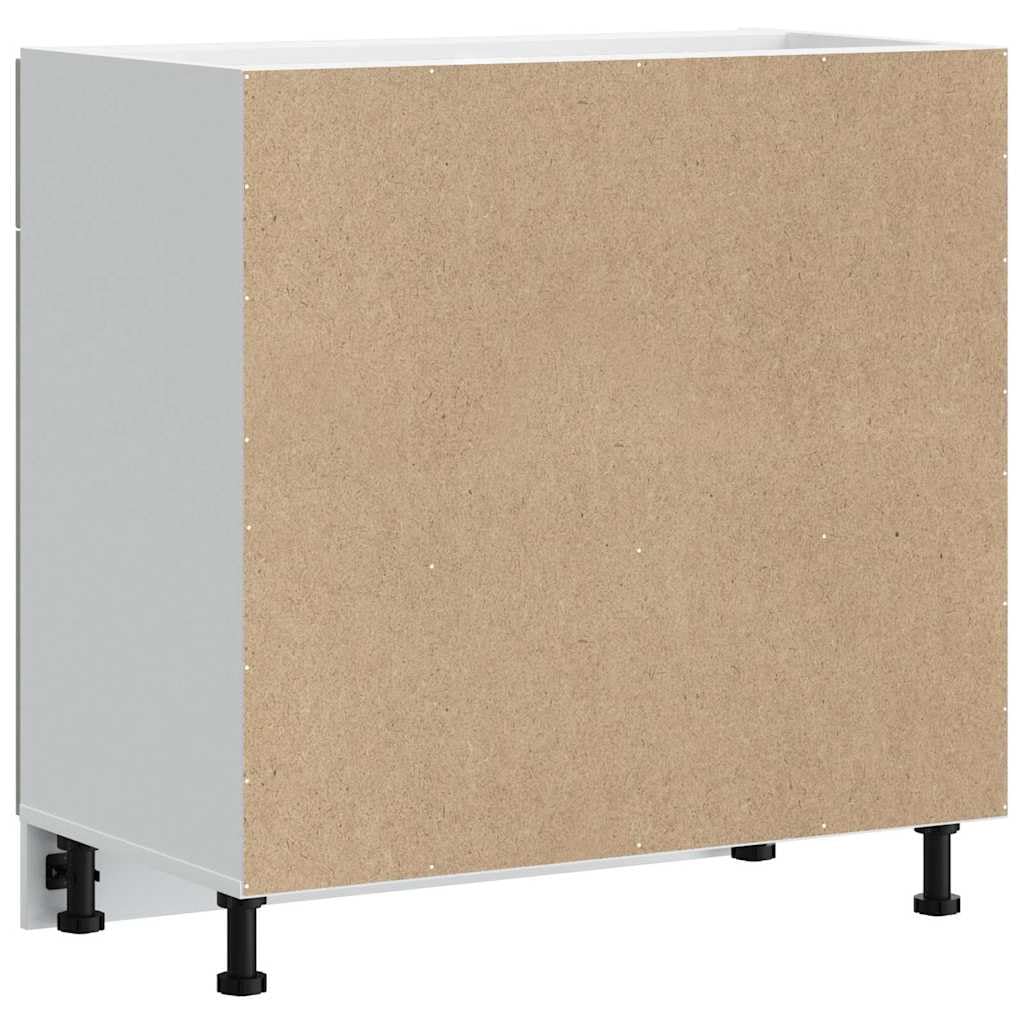 Küchen-Unterschrank Lucca Hochglanz-Weiß Holzwerkstoff, 80 x 46 x 81,5 cm, mit Schublade und Türen, verstellbare Füße, Stauraum für Küchenutensilien und Arbeitsplatte Nicht enthalten