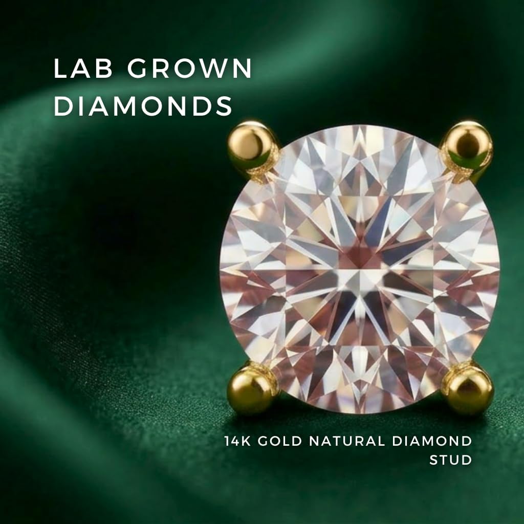 Privosa - Lab Grown Diamond Stud Earrings for Women in 14K Gold