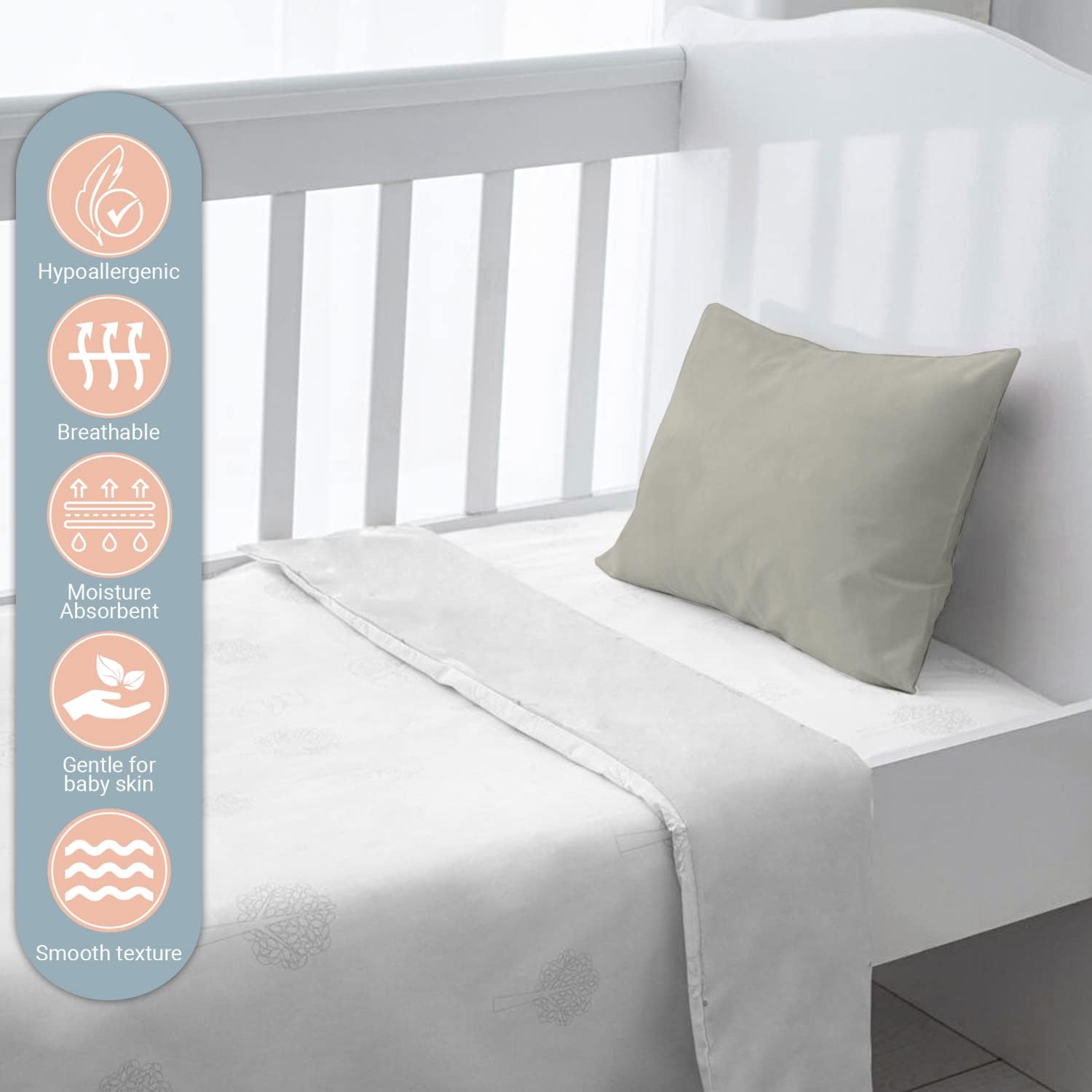 Pizuna Crib Pillow Cover 40x60cm Silver - Image 3