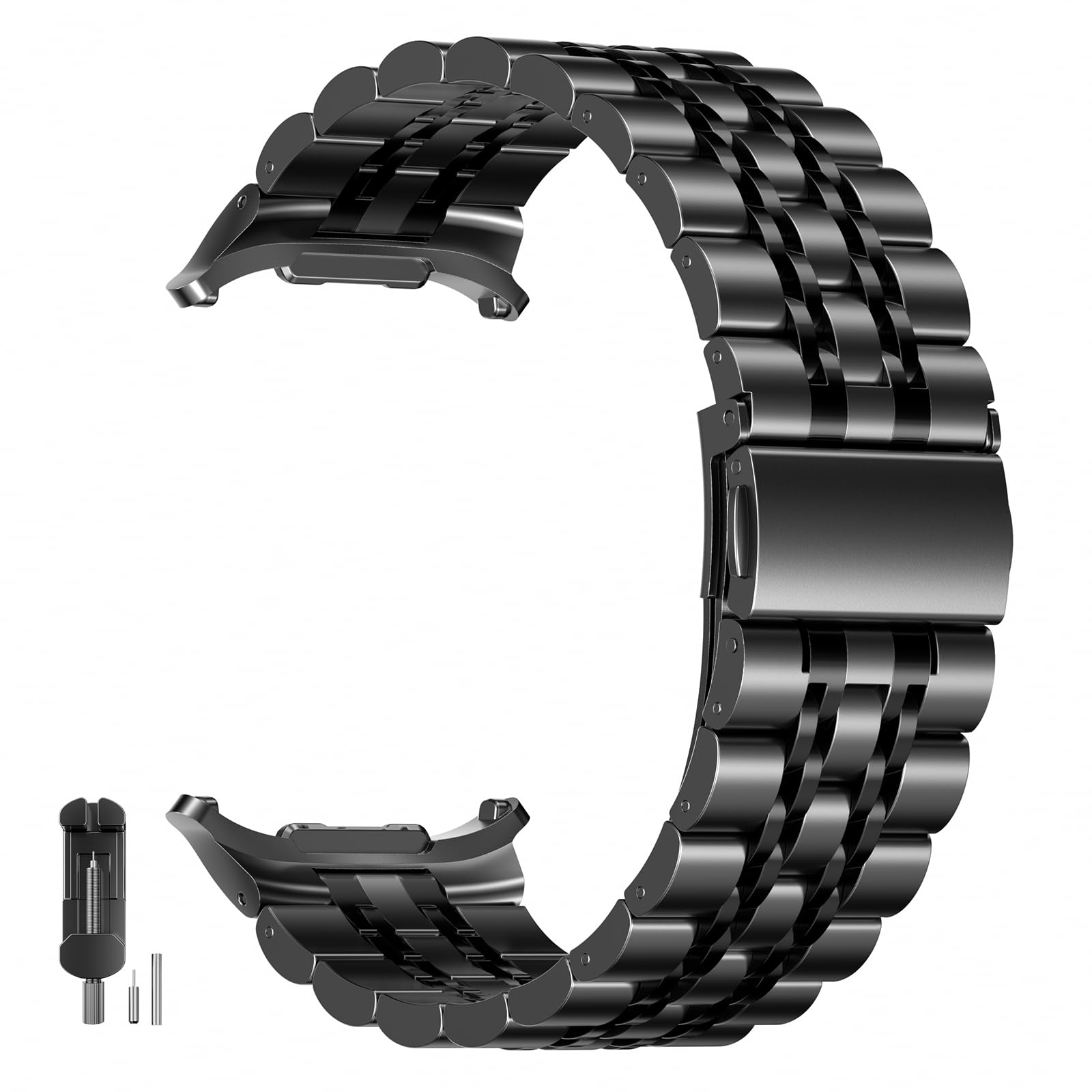 SUNDAREE Compatibile con Cinturino Samsung Galaxy Watch Ultra 47MM,No Gap Uomo Donna Lucente Metallo Acciaio Orologio Cinturini Ricambio Smartwatch Band per Galaxy Watch Ultra SM-L705,Nero