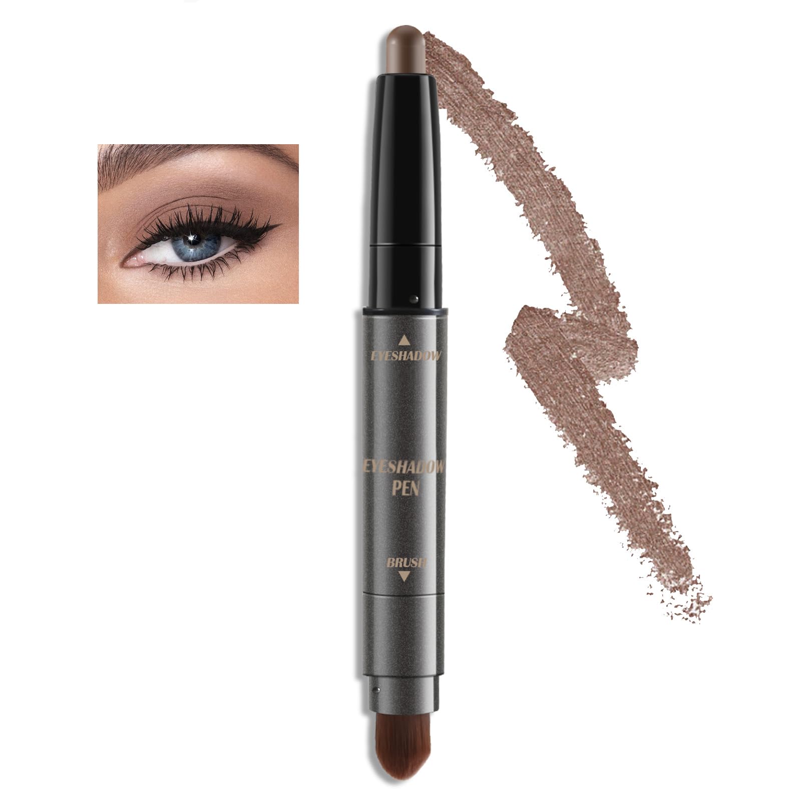 Boobeen lápiz de sombra de ojos, sombra de ojos en crema en barra con pincel mezclador, sombra de ojos en barra brillante y mate, resistente al agua y de larga duración