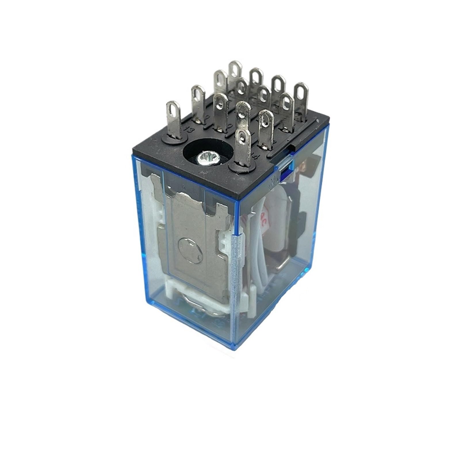 10 juegos de relé + base 12V 24V 110V 220V bobina 5A 4NO 4NC indicador LED verde relé de potencia DIN Rail relé de 14 pines con base de enchufe(AC,12V)