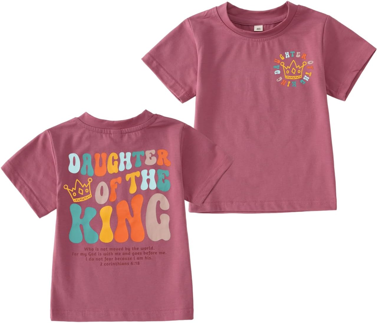 CM C&M WODRO Daughter of The King T-Shirt Toddler Baby Girl Christian Crown Graphic Shirt Short Sleeve Summer Tee Tops