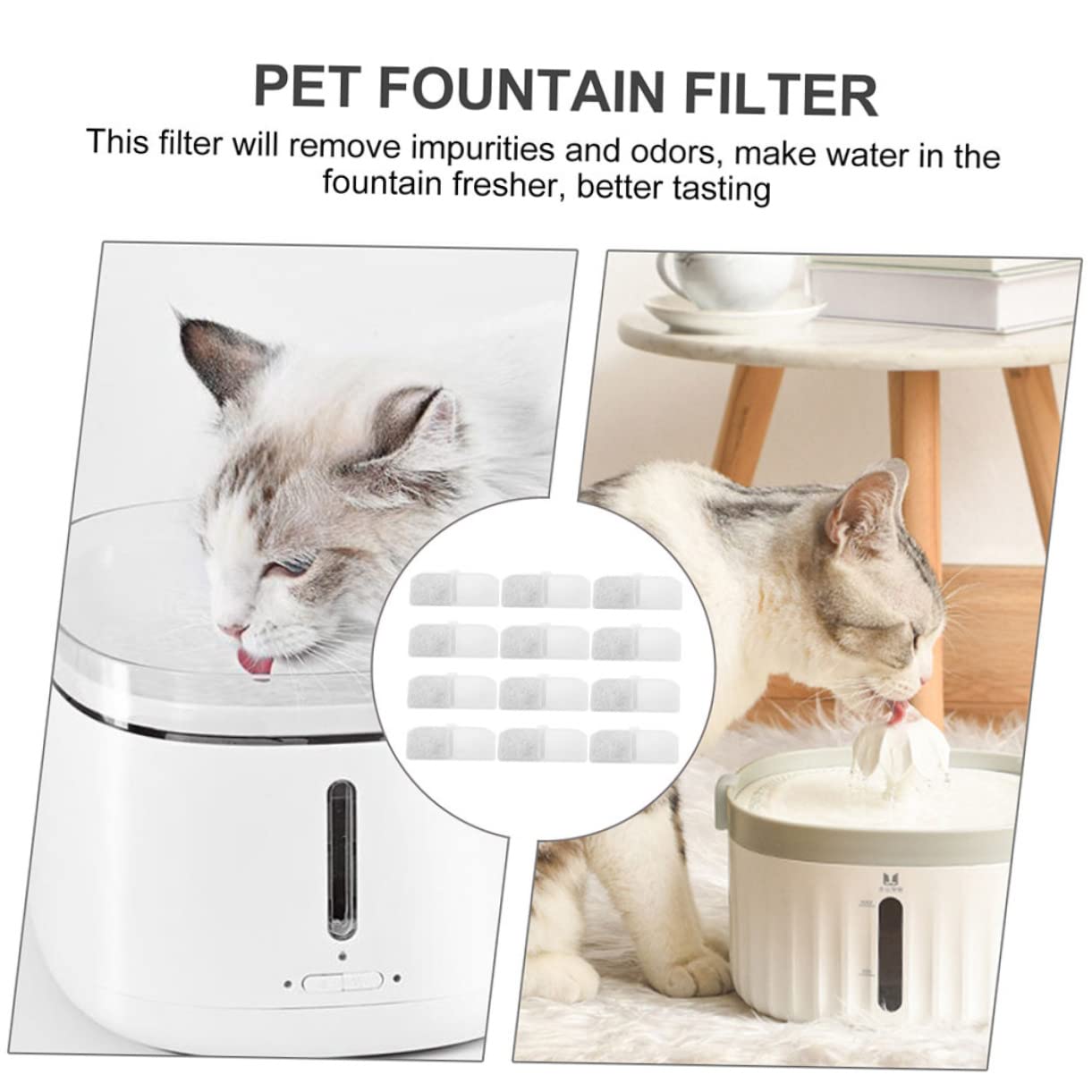 WOONEKY 36stücke Ersatzfilter Für Katzenbrunnen Hochwertige Filter Für Wasserspender Aktivkohle Für Optimale Wasserqualität Passend Für Katzen Und Hunde