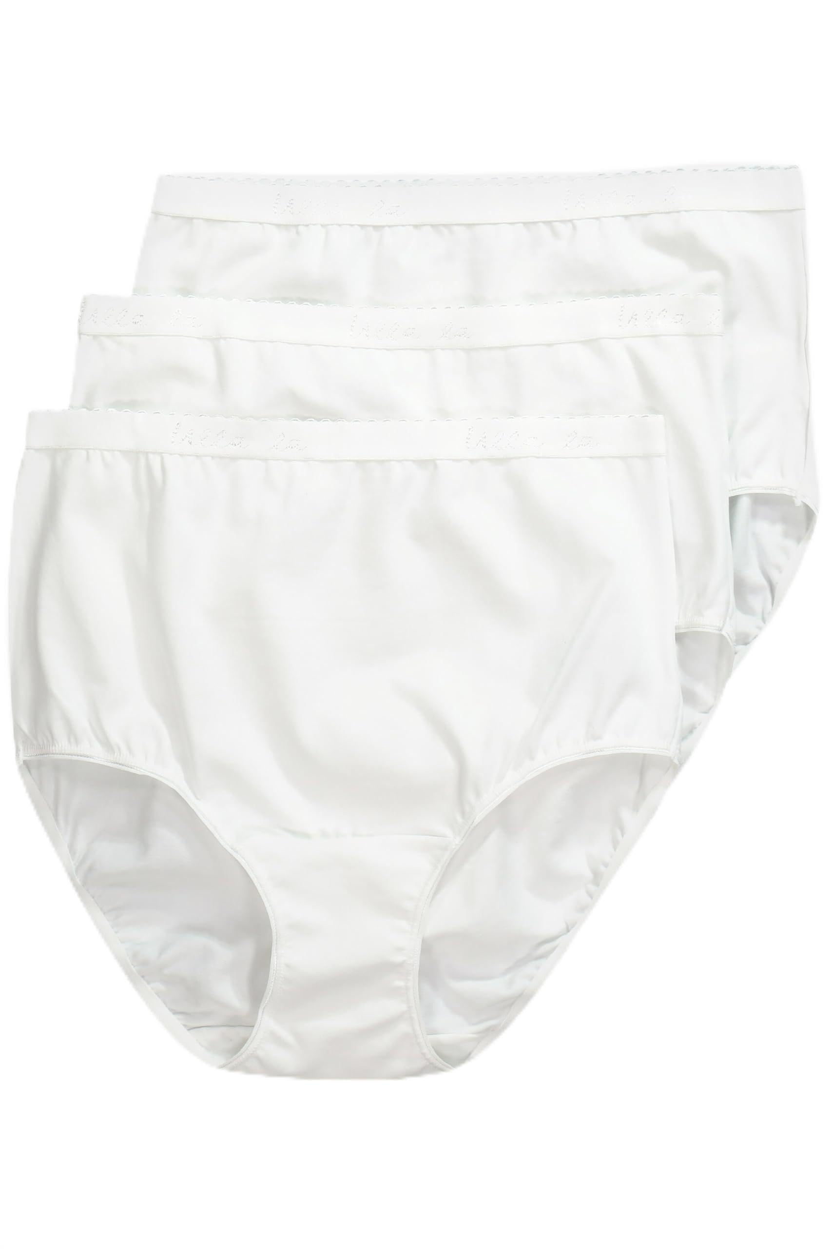 Ulla Popken Womenswear Plus Size Curvy 3 Pack of Ulla-la! Stretch Cotton Panties snow white 62+ 795269200-62+