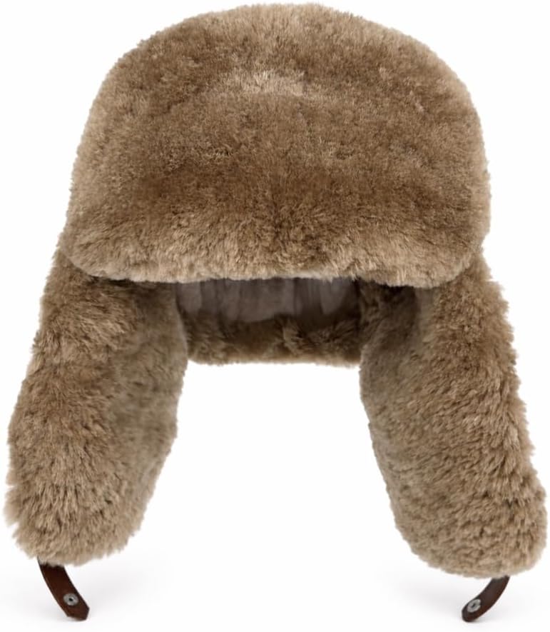 Premium Handmade Shearling Trapper Hat for Men & Women – Genuine Sheepskin Ushanka, Natural Fur Lined, Camel Suede Leather - Image 8