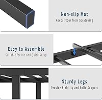 Vista 9 de Base de cama negra de tamaño individual con luces LED, cama de metal resistente con cabecera y piecero, estante de almacenamiento con estación