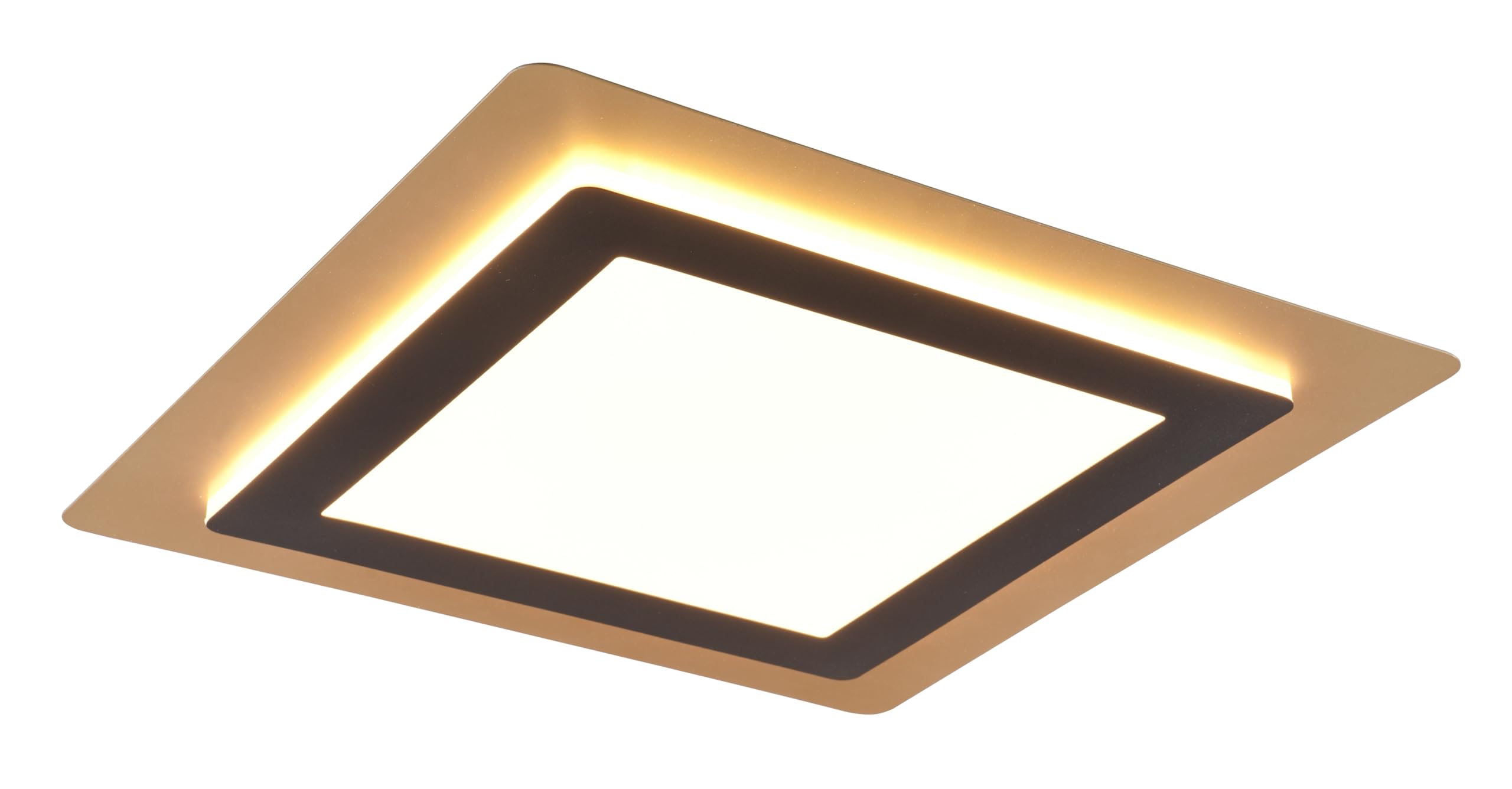 TRIO Morgan 641510280 - Plafoniera a LED in metallo nero opaco/oro, acrilico, 46 Watt inclusa, telecomando