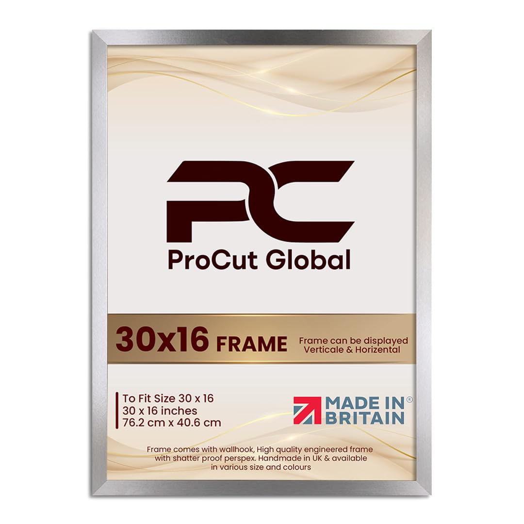 Procut Global 30X16 Dark Oak Picture Frames - Modern Wooden Photo Frame with Shatterproof Perspex for Wall or Tabletop - Perfect for Posters, Certificates, Prints - Sizes & Colors Available