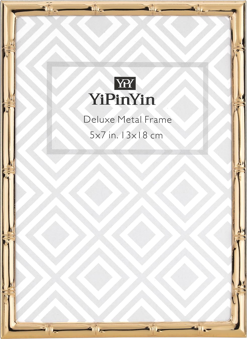 YiPinYin 10x12'' Silver Plated Metal Photo Frame Bamboo Detail, Acid-Free Mat for 8x10'' Photos, Velvet Backing, Narrow Elegant Frame for Desktop & Wall Décor