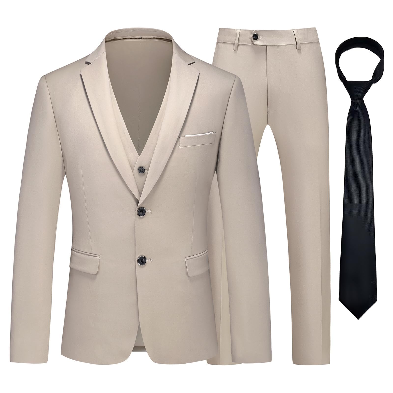 Traje de hombre de 3 piezas para boda de negocios Slim Fit Smoking de dos botones hombres 3 piezas chaqueta chaqueta y pantalones chaleco con corbata