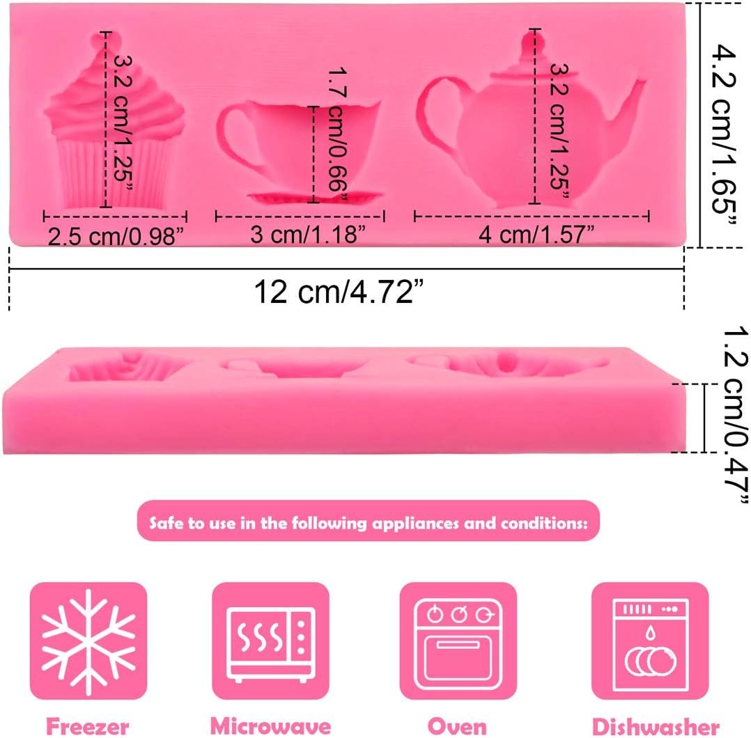 Meiyouju 2 Pack Teapot Silicone Molds, Food Grade Silicone Molds for Candy, Cake Decoration, Chocolate, Jewelry Making, Polymer Clay