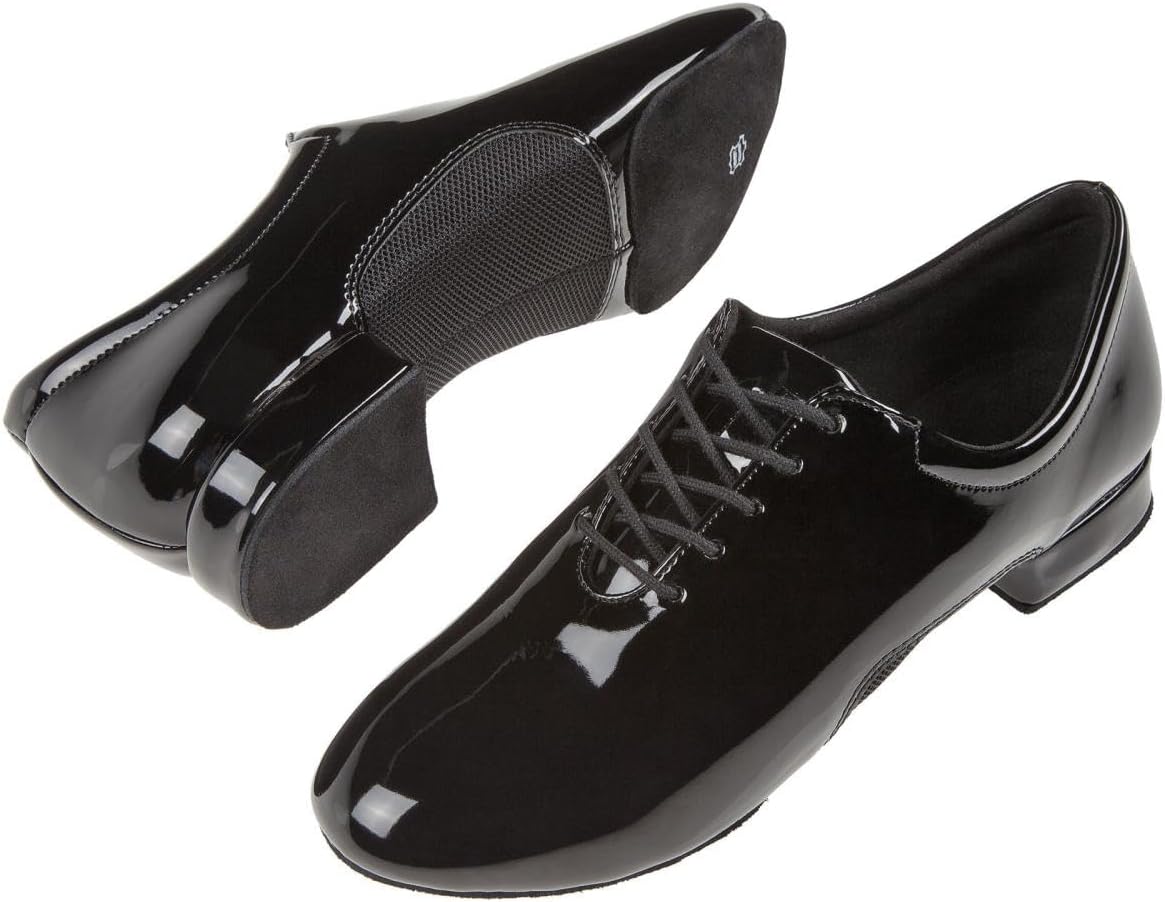 Diamant Domen Krapez 163-222-585 Men's Dance Shoes - Patent / Mesh Black - Split Suede Sole - 2 cm Standard Heel - Made in Germany, black, 11.5 Men