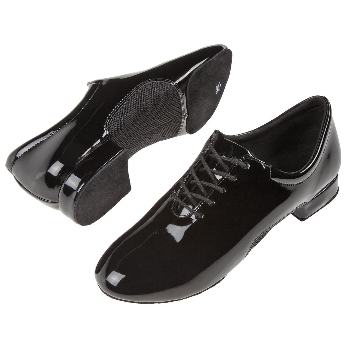 Diamant Herren Tanzschuhe 163-222-585 by Domen Krapez - Lack/Mesh Schwarz - Geteilte Rauledersohle - 2 cm Standard Absatz - Made in Germany