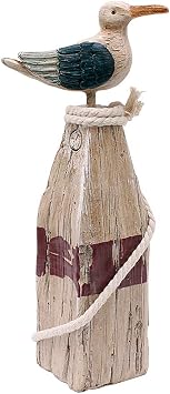E-view Seagull Statue Decor Nautical Polyresin Figurine - Rustic Indoor Outdoor Beach Themed Decoration Decorative Cabin Statues Coastal Decor for Home Garden Bedroom
