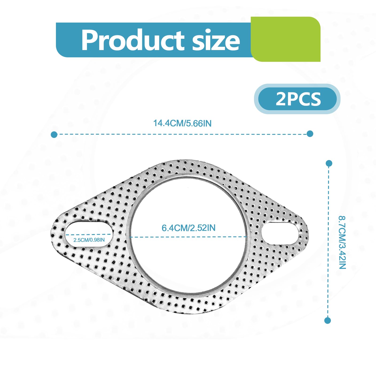 2.5" (63mm) Exhaust Flange Gasket - 2 Bolt, 105mm BHC With Fire Ring For Muffler & Exhaust Systems