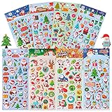 Christmas Puffy Stickers for Kids, 302Pcs Cute Christmas 3D Stickers for Scrapbooking DIY Phone Diary, Including Santa Claus, Christmas Tree, Snowman, Reindeer and More