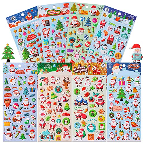 Christmas Puffy Stickers For Kids, 302Pcs Cute Christmas 3D Stickers For Scrapbooking Diy Phone Diary, Including Santa Claus, Christmas Tree, Snowman, Reindeer And More #TOP15